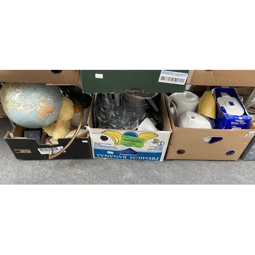 205 - 3 Boxes containing a globe, glasses and ice cream maker