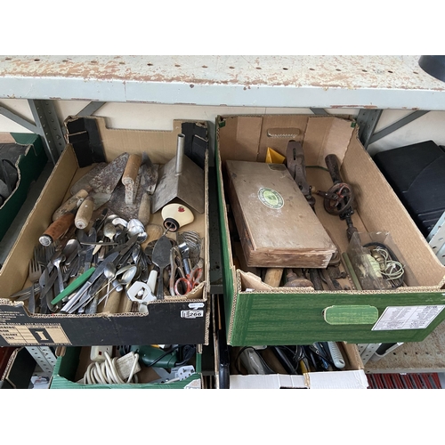 266 - 2 Boxes containing cutlers and tools etc