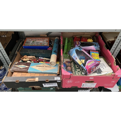 27 - 2 Boxes containing vintage games and Star Trek figures