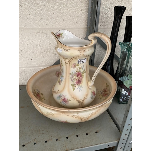 33 - Large ornate Royal Devon jug and bowl