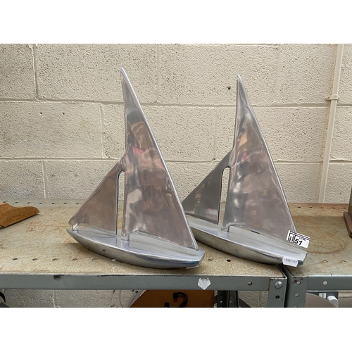 51 - Pair of metal sailing boats