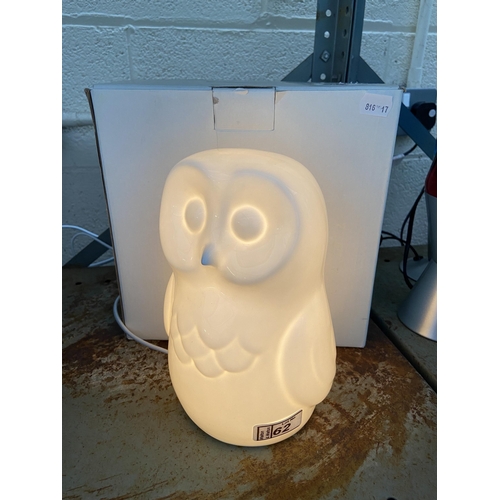 62 - Ceramic owl lamp by White Rabbit