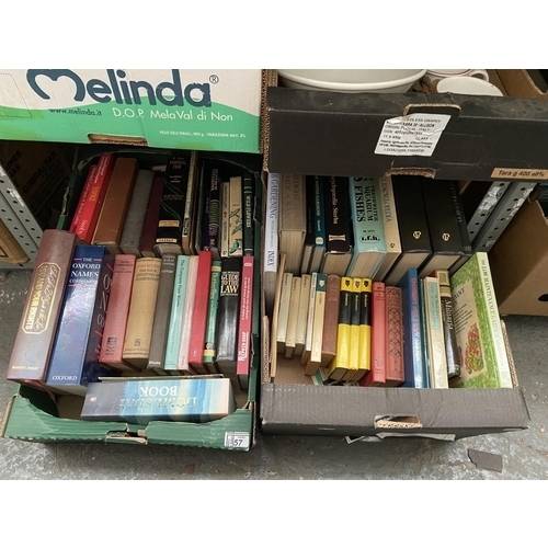 57 - 2 Boxes containing books