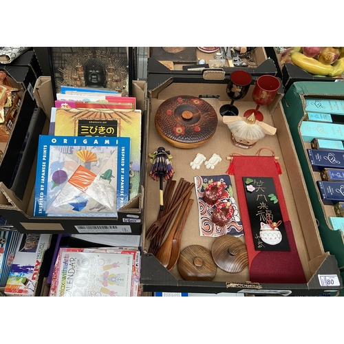 80 - 2 Boxes containing Japanese artefacts and books