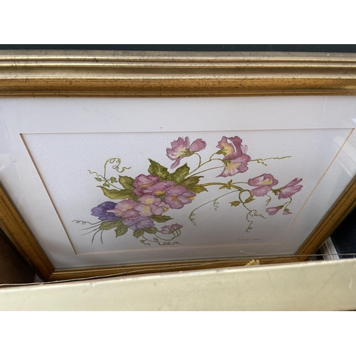 178 - Box containing framed and glazed watercolours and pictures