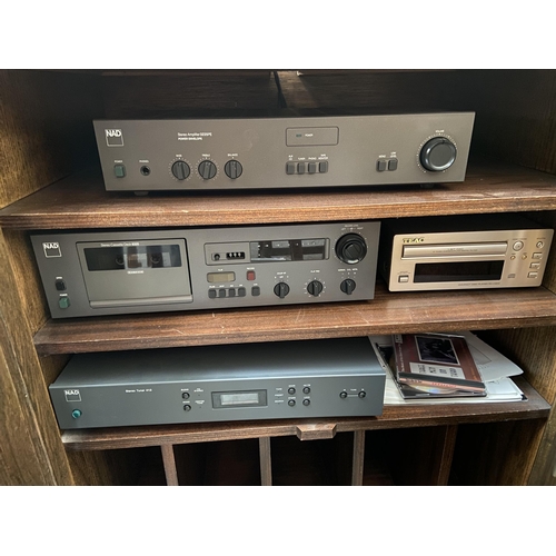 330 - Linen Fold HiFi cabinet including NAD separates