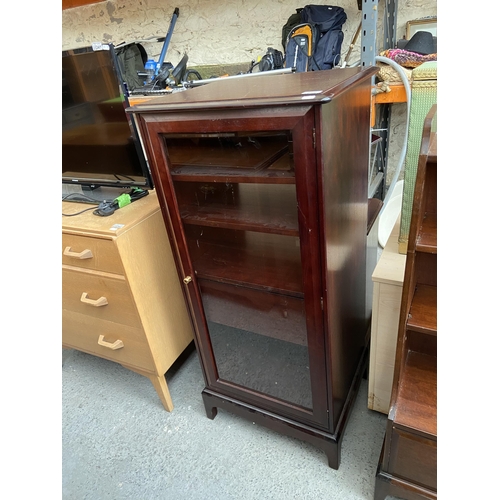 340 - Stag glazed HiFi cabinet