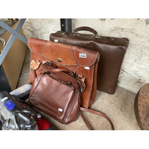 398 - 3 Cases including a leather briefcase