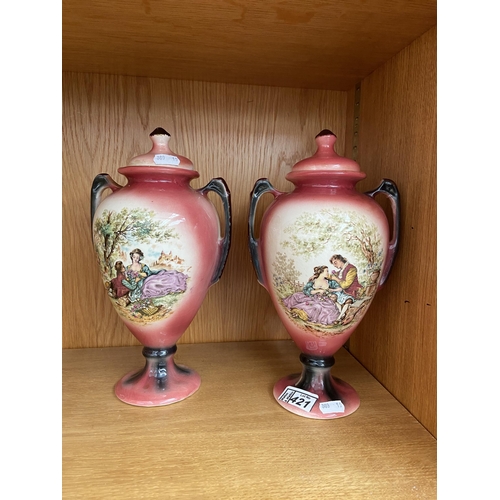 421 - Pair of decorated vintage amphora