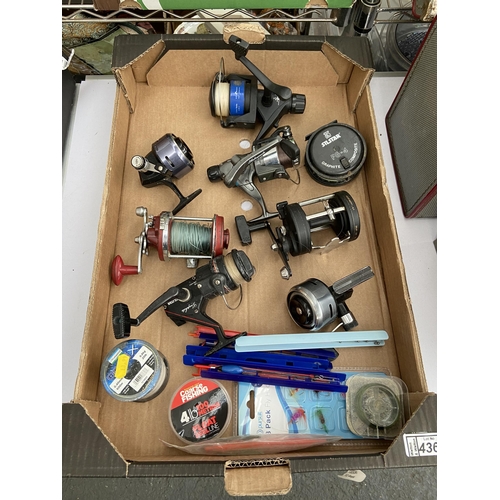 436 - Box containing fishing reels