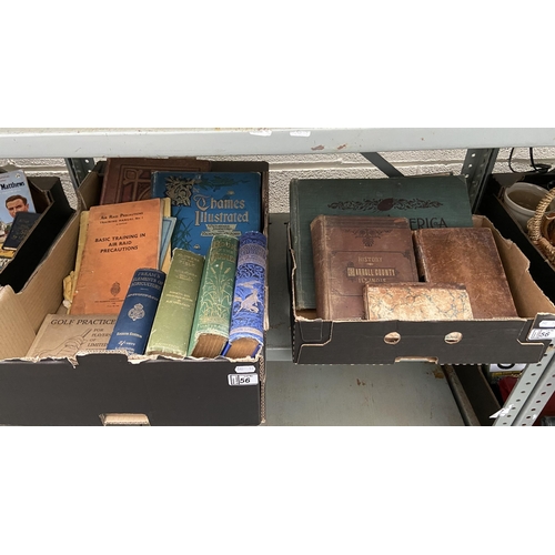 56 - 2 Boxes containing antique books including 'History Of America' and 'Thames Illustrated'