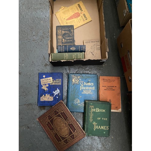 56 - 2 Boxes containing antique books including 'History Of America' and 'Thames Illustrated'