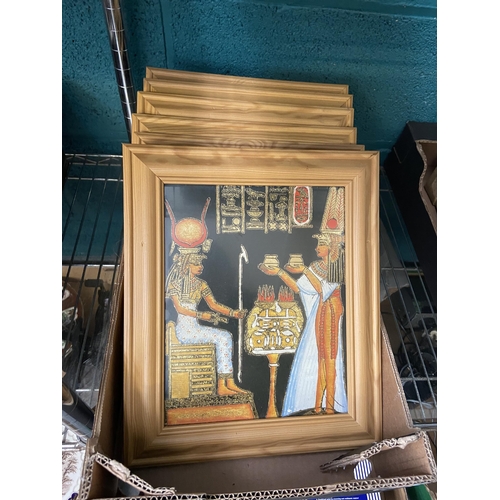 559 - Box containing framed and glazed Egyptian pictures