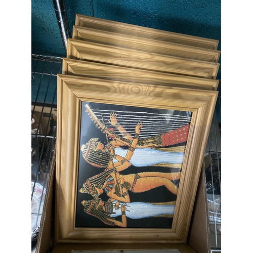 559 - Box containing framed and glazed Egyptian pictures