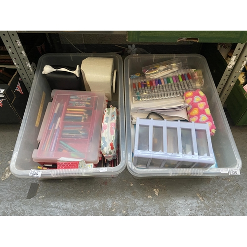 56 - 2 Boxes containing stationery