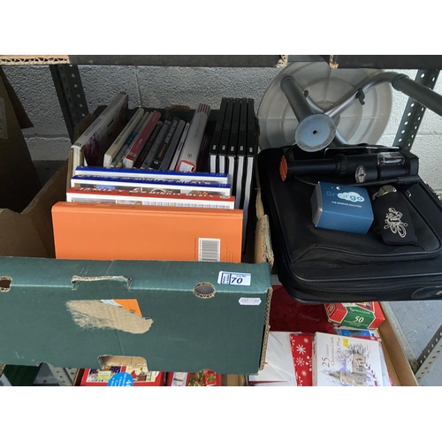 70 - Box containing cook books and a laptop bag etc