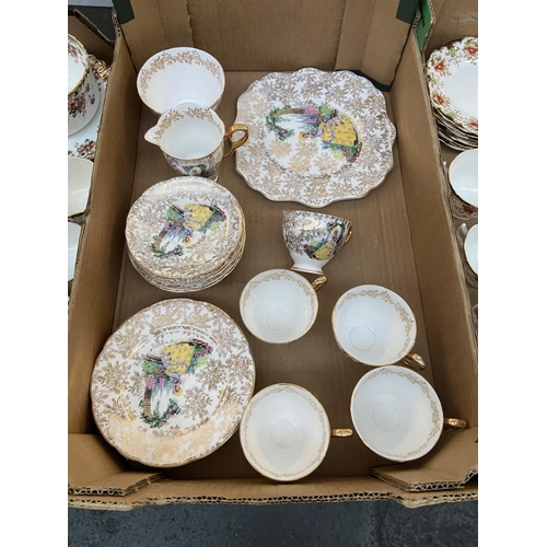 89 - Box containing ornate Bone China by Jane Ridge