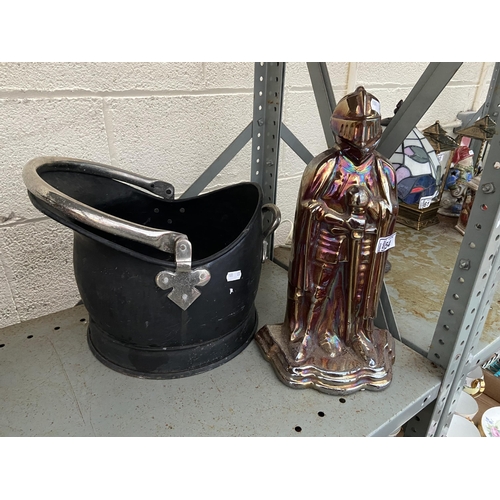 54 - A coal scuttle and a 'knight' companion holder