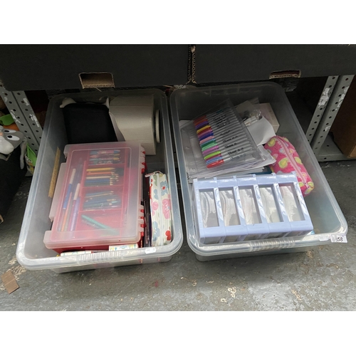 58 - 2 Boxes containing stationery