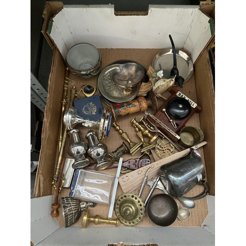 20 - Box containing brass curios etc