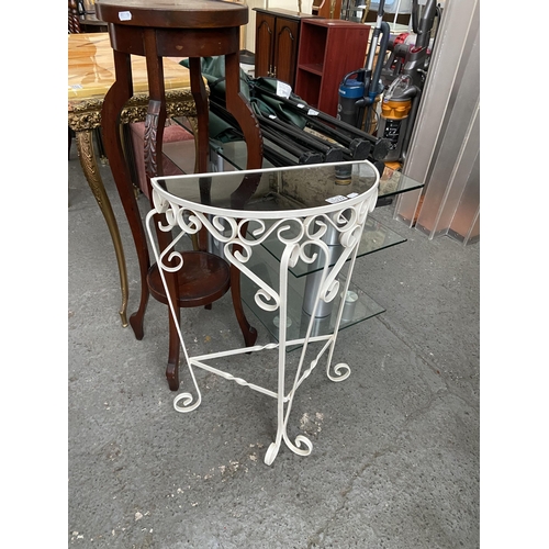 332 - Demi-lune wrought iron hall table