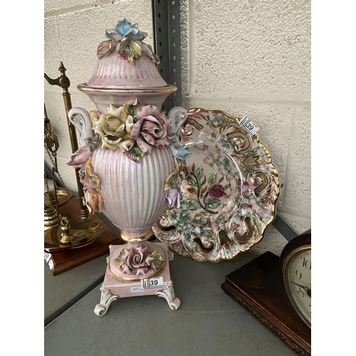 39 - Ornate Italian vase and plate