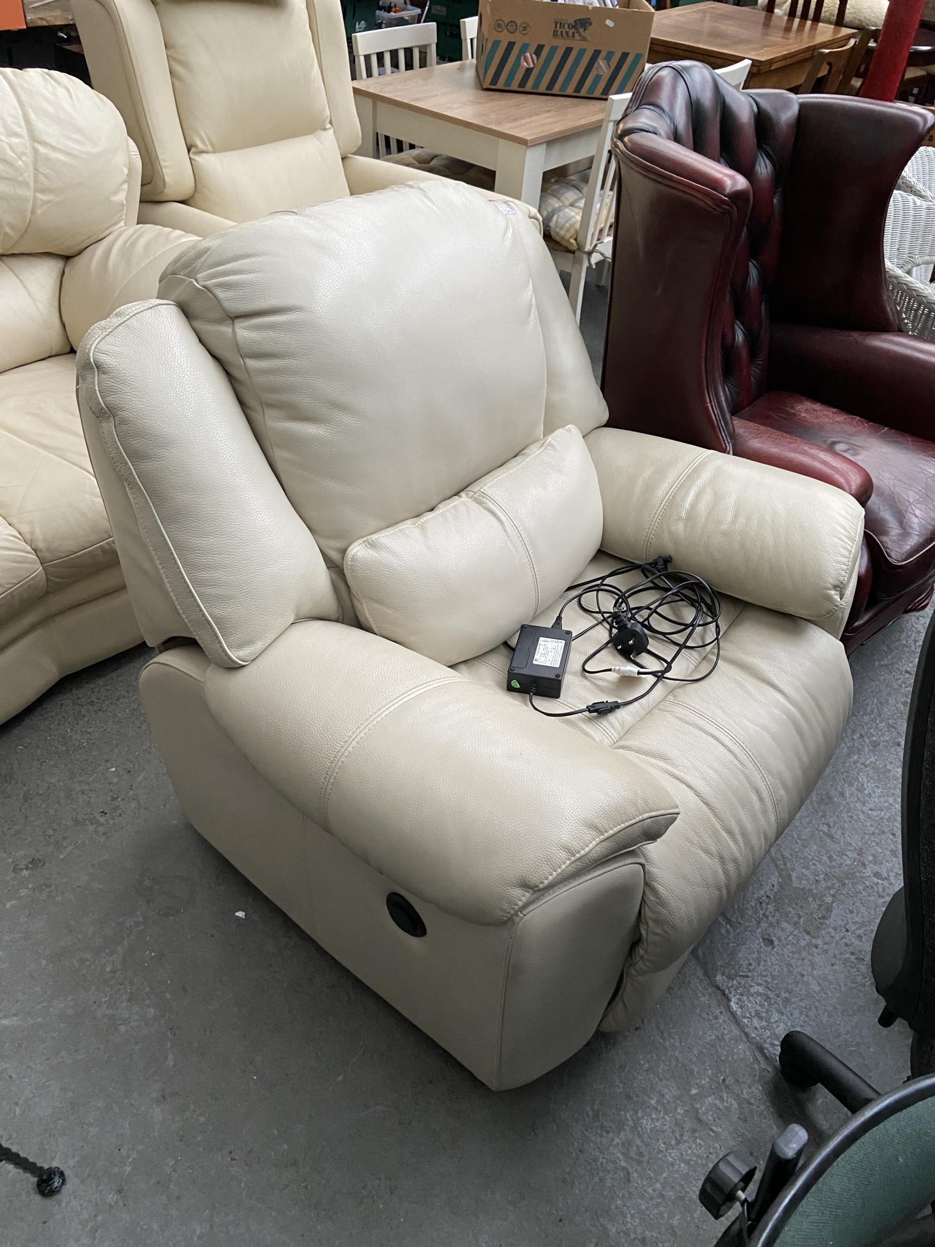 Cream leather recliner