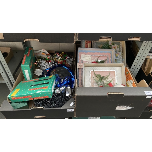 15 - 2 Boxes containing Christmas decorations etc