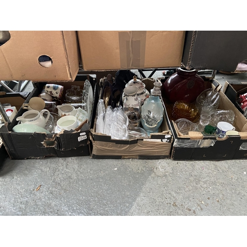 188 - 3 Boxes containing vases, glass and bowls etc