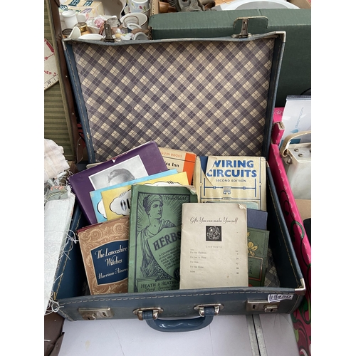 450 - Vintage suitcase containing books/ ephemera