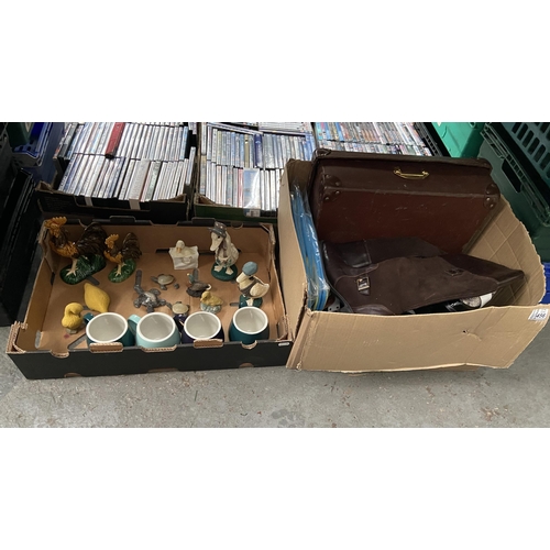 456 - 2 Boxes containing duck ornaments, boots and shoes etc