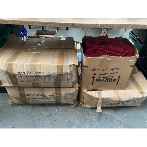 460 - Quantity of ready made red curtains