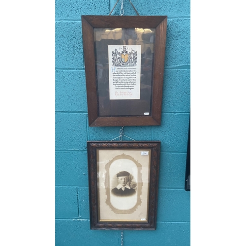 542 - Framed and glazed roll of honour and vintage photograph