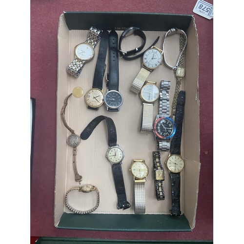 576 - Tray containing wristwatches