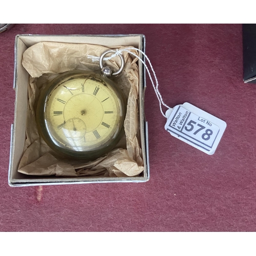 578 - Silver case pocket watch A/F (127g total)