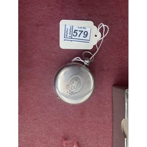 579 - Silver case pocket watch A/F (146g total)