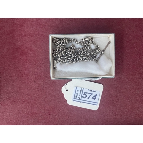 574 - 3 Silver part Albert chains (51g)