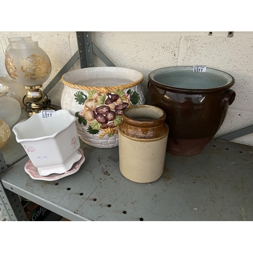 11 - 2 Stoneware pots etc