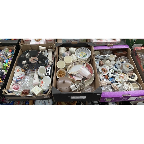 115 - 3 Boxes containing seashells, cut glass decanter and a Star Wars clock etc