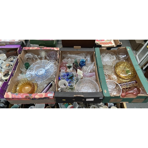 118 - 3 Boxes containing assorted vintage coloured glassware