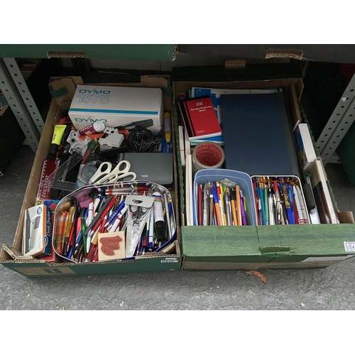 16 - 2 Boxes containing stationery and office supplies