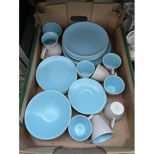 27 - Box containing Poole sky blue China