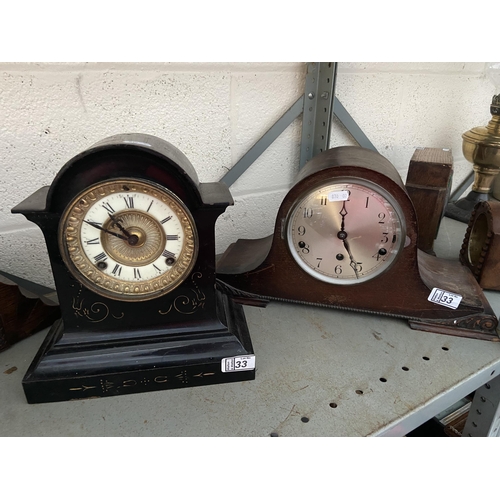 33 - An Ansonia clock (of New York) and a Napoleon hat mantle clock A/F