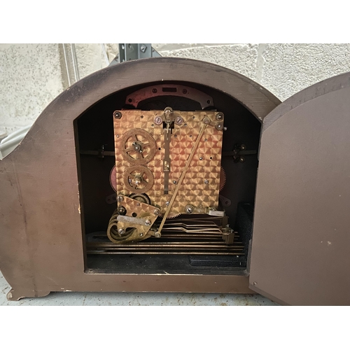 50 - Wood cased mantle clock (no key)