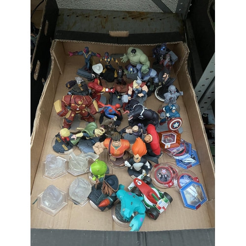 59 - Box containing Disney Infinity Marvel and Pixar characters