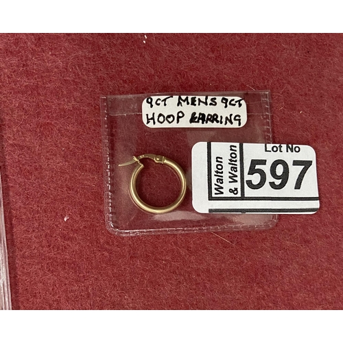 597 - Men's 9ct gold hoop earring