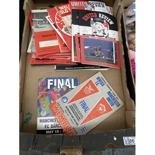 86 - Box containing Manchester Utd programmes including European cup finals