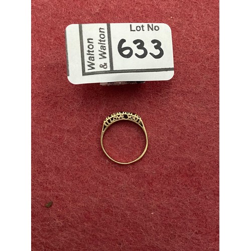 633 - 9ct Gold stone set 'I Love You' ring