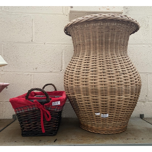 12 - Large wicker laundry basket plus one other