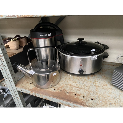 128 - A kettle and crock pot etc